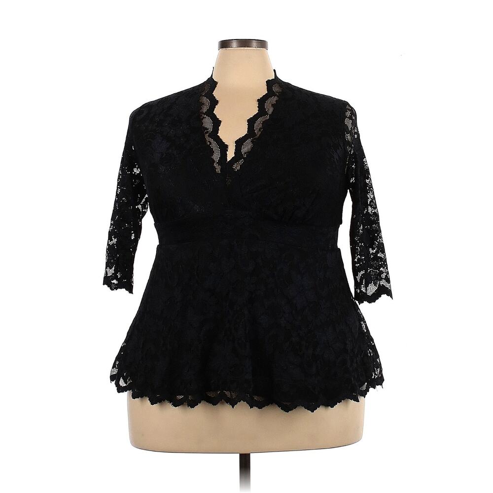 Kiyonna Top 3X Black Linden Lace Empire Waist Dark Romantic Slimming Whimsigoth - Picture 5 of 9